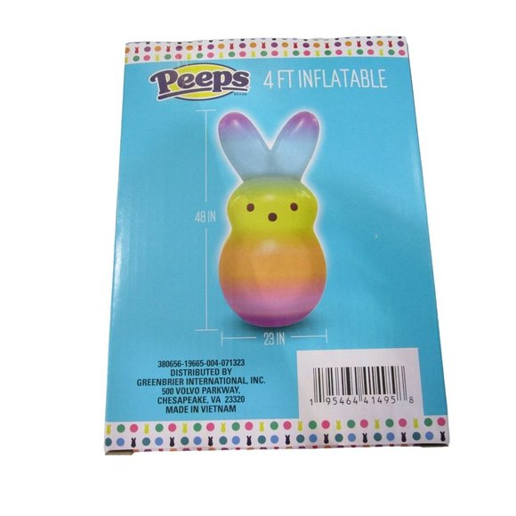 Rainbow Easter Bunny Inflatable Peep New 4ft Tall Multi Color Pastel Ombre - Picture 3 of 16